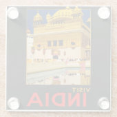 Indien Reiseplakat indische Vintage Kunst Glasuntersetzer (Rückseite)