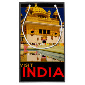 Indien Reiseplakat indische Vintage Kunst Kleine Geschenktüte (Rückseite)