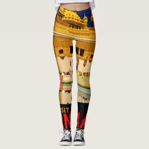 Indien Reiseplakat indische Vintage Kunst Leggings