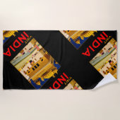 Indien Reiseplakat indische Vintage Kunst Strandtuch (Vorderseite)