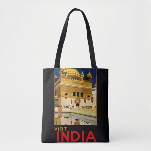 Indien Reiseplakat indische Vintage Kunst Tasche (Vorderseite)