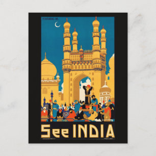 Indien Reiseplakatkarte Postkarte