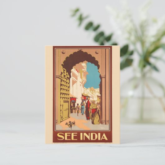 Indien Reiseplakatkarte Postkarte (Stehend Vorderseite)