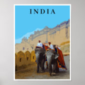 Indien Retro Style Elephants Reisen Poster (Vorne)