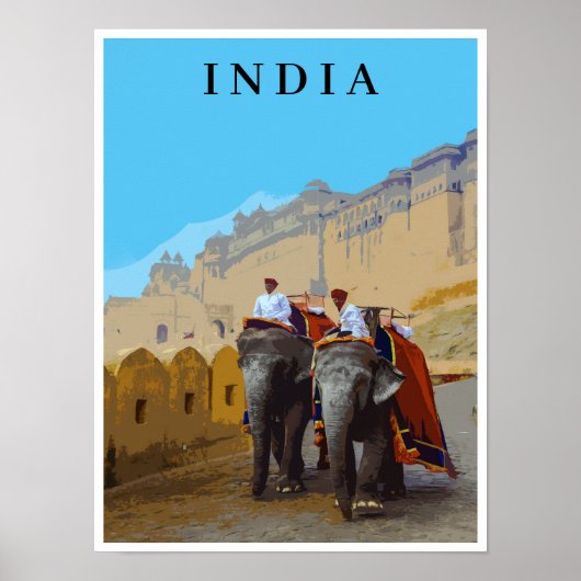 Indien Retro Style Elephants Reisen Poster (Vorne)
