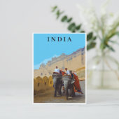 Indien Retro Style Elephants Reisen Postkarte (Stehend Vorderseite)