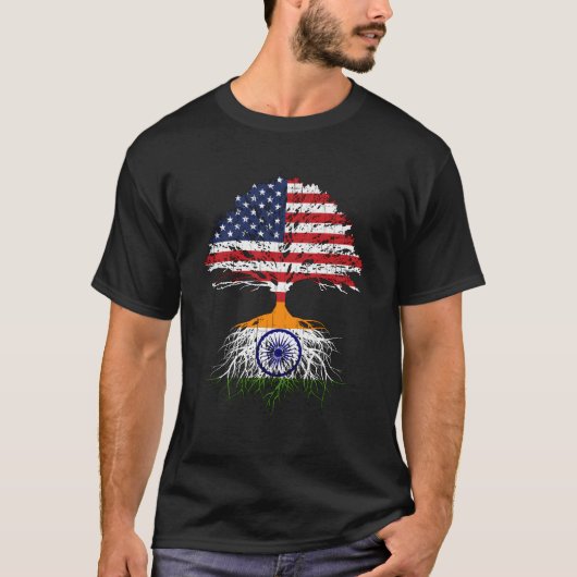 Indien Roots Flag Naturalization Person aus Indien T-Shirt (Vorderseite)