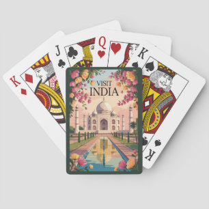 Indien Taj Mahal Illustration Reise Kunst Vintage Spielkarten