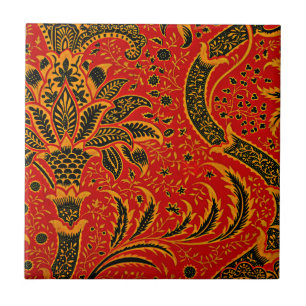 Indien: tiefrotes Vintage-Design von William Morri Fliese