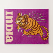 Indien Tiger Vintage-Reiseposter Puzzle (Horizontal)