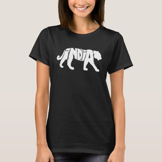 Indien Tiger Word Cooles Tier T-Shirt (Vorderseite)