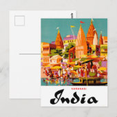 Indien, traditionelle Gebäude in der Stadt Varanas Postkarte (Vorne/Hinten)