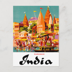 Indien, traditionelle Gebäude in der Stadt Varanas Postkarte