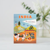 Indien, traditionelle Kunst, Menschen in Streitwag Postkarte (Stehend Vorderseite)