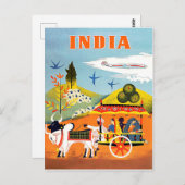 Indien, traditionelle Kunst, Menschen in Streitwag Postkarte (Vorne/Hinten)