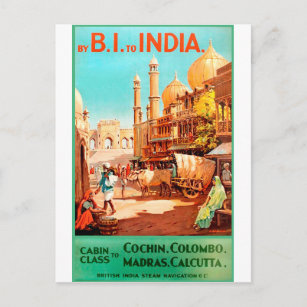 Indien, traditionelle Stadtstraße, Vintag, Reisen Postkarte