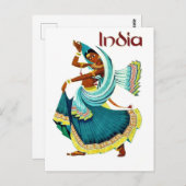 Indien, traditionelle Tänzerin, Vintage-Reise Postkarte (Vorne/Hinten)