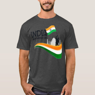 Indien Unabhängigkeitstag 15 August Indische Flagg T-Shirt