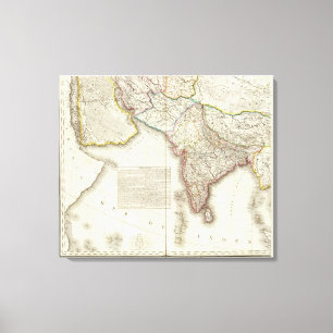 Indien und Asien gravierte Karte Leinwanddruck