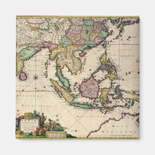Indien und Ceylon nach Australien Magnet (Vorne)