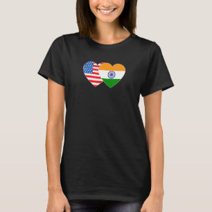 Indien und die USA Flag Twin Heart für indische Am T-Shirt