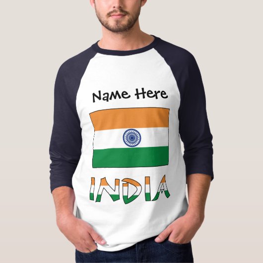 Indien und indische Flagge mit Ihrem Namen T-Shirt (Vorderseite)