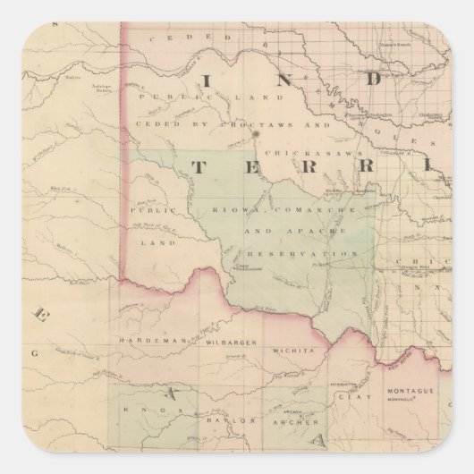 Indien und Texas, Nordwestteil Quadratischer Aufkleber (Vorderseite)