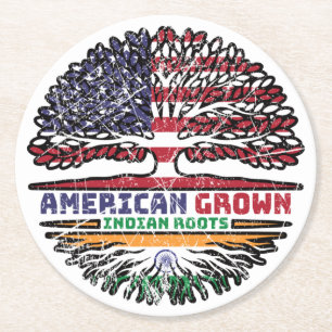 Indien USA USA USA Staaten Tree Runder Pappuntersetzer