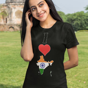 Indien Vertikale I Liebe Indische Flagge Karte Fra T-Shirt