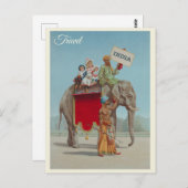 Indien Vintage Elefantenreise Postkarte (Vorne/Hinten)