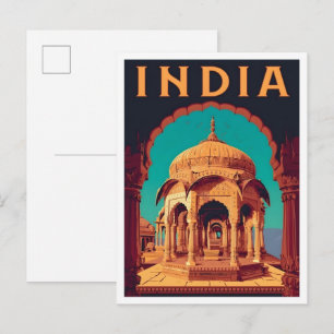 Indien Vintage Kunst Reise Postkarte