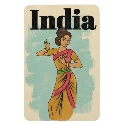 Indien Vintage-Reiseposter Magnet (Vertikal)