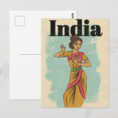 Indien Vintage-Reiseposter Postkarte (Vorne/Hinten)
