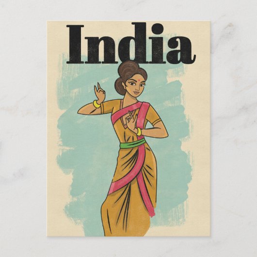 Indien Vintage-Reiseposter Postkarte (Vorderseite)
