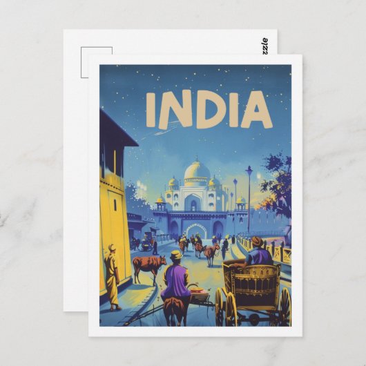 Indien Vintager beliebter Reiseort Postkarte (Vorne/Hinten)