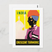 Indien - Vintages turmerisches Zeichen Postkarte (Vorne/Hinten)