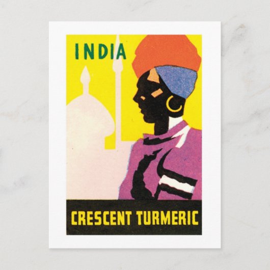 Indien - Vintages turmerisches Zeichen Postkarte (Vorderseite)