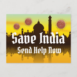 Indien von Covid-19 retten Postkarte