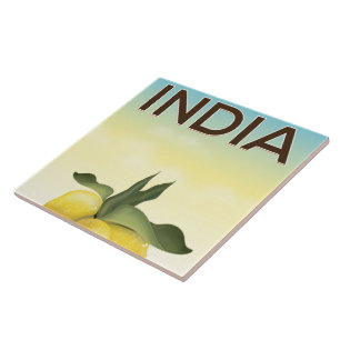 Indien-Zitronen-Reiseposter Fliese