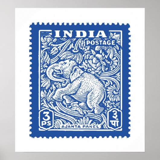Indiens Design der Briefmarke, Elefant Poster (Vorne)