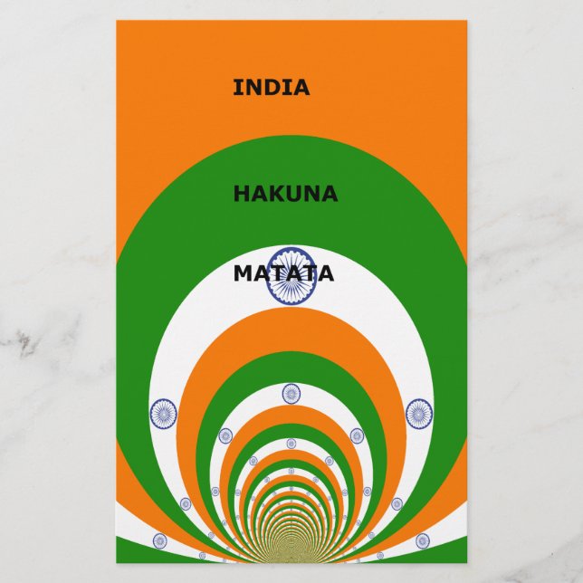 Indiens National Flag Colors Design. Hakuna Matata (Vorderseite)