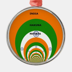 Indiens National Flag Colors Design. Hakuna Matata Ornament Aus Metall
