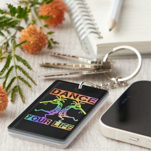 Indigene Amerikaner Kokopelli - Dance Your Life 4 Schlüsselanhänger (Vorderseite rechts)