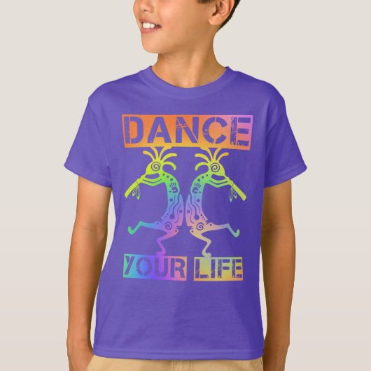 Indigene Amerikaner Kokopelli - Dance Your Life 4 T-Shirt (Vorderseite)
