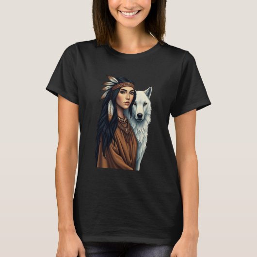 Indigene Amerikanerinnen Wolf liebt Indigene Ameri T-Shirt (Vorderseite)