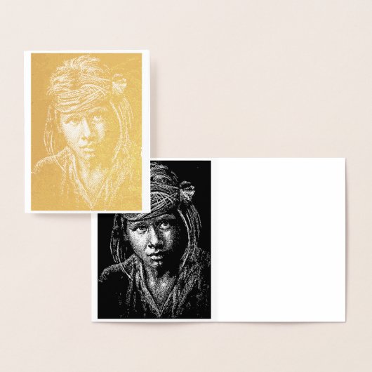 Indigene Boy American Gold Foil Note Card Folienkarte (Anzeige)