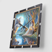 Indigene Echos: Mountain Peaks Abend Star Quadratische Wanduhr (Winkel)