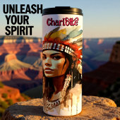 Indigene Frau: Sepia Watercolor Warbon Thermosbecher