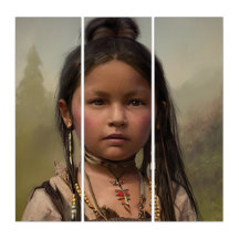 Indigene Girl Native American Triptych Wall Art