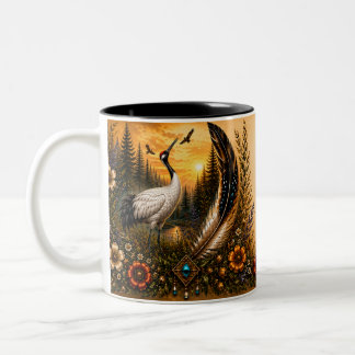 Indigene Heritage-Kranich Zweifarben-Tasse Zweifarbige Tasse